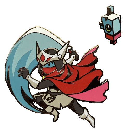 The Drifter and companion from Hyper Light Drifter